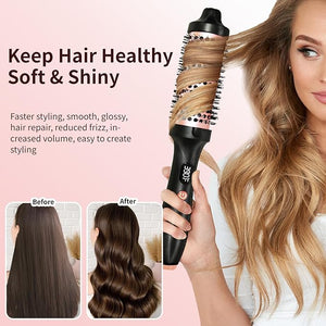 Thermal Brush Heated Round Brush Negative lon Heated Curling Brush 1.5 Inch 3 Temp Settings15s Heating Dual Voltage Rose Gold Update Ceramic Tourmaline