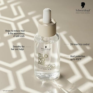BlondMe Bondfinity Deep Repair Oil for Blonde Hair | Reduces Frizz | Heat Protection | Prevents Breakage |For Blonde, Lightened, &amp; Grey Hair, 1.6 Fl Oz