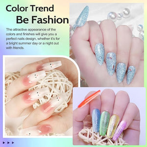 Lavender Violets 45 Colors Gel Nail Polish Kit with U V Light Nude Pinky Jelly Colors 9D Cat Eye Candy Glitter Primer Base Glossy &amp Matte Top Coat for Home Nail Art Design DIY Gift Set 01