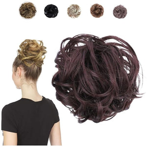 Juvabun Hair Extensions Dark Brown ? Soft Curly Hair Extensions Clip-In for Natural Volume &amp; Quick Updo Styling Hair Bun Maker