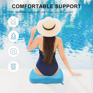 Hot Tub Booster Seat 4D Air Mesh Weighted Hot Tub Pillow with Powerful Non-Slip Suction Cups Ergonomic Booster Cushion Quick Dry Spa Pillow Hot Tub Accessories for Adults Indoor Outdoor (Blue)