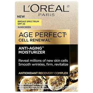 LOreal Paris Age Perfect Cell Renewal Anti-Aging Day Moisturizer with Broad Spectrum SPF 25 Sunscreen Antioxidants and Vitamin E 1.7oz