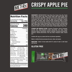 MET-Rx Big 100 Protein Bar, Meal Replacement, 30G Protein, Gluten Free, Crispy Apple Pie, 3.52 oz. ea, 8 Count (Packaging May Vary)