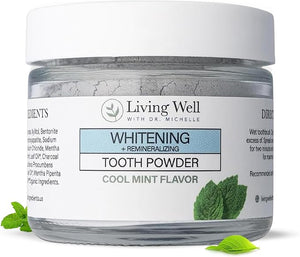 Living Well with Dr. Michelle Remineralizing &amp; Whitening Tooth Powder Cool Mint | Fluoride-Free Hydroxyapatite Formula | Supports Enamel Strength and Natural Whitening