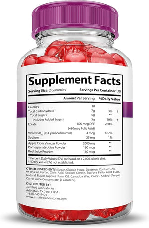 Justified Laboratories (3 Pack Fast Ripped Keto ACV Gummies Extreme 2000MG Fast Ripped Keto Gummies Apple Cider Vinegar Formulated with Pomegranate Beet Juice Powder B12 Vegan Non GMO 180 Gummys