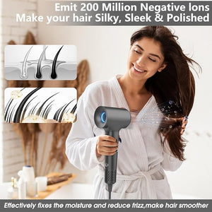 KARFUN Hair Dryer Blow Dryer Plasma Hairdryer Ionic Hair Dryer for Women Blow Dryers for Women Professional High Speed Hair Dryers (Dark Gray)