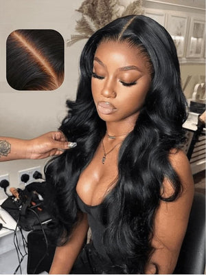 UNICE Glueless Wigs Human Hair Pre Plucked Pre Cut Lace 5x5 Thin HD Lace Closure Wig Body Wave Human Hair Wig Bleached Knots Match All Skin Tones 180% Density 24 inch