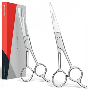Suvorna 6.5 Professional Hair Scissors Set with Thinning Shears for Hair Dressers Barbers and Professionals - Extremely Sharp Hair Cutting Scissors Set for Thinning Layering and Cutting.