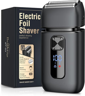 Brightup Foil Shaver Mens Electric Razor Shavers for Men with Trimmer Cordless USB-C Rechargeable Waterproof Double Floating Blades for Close Shaving Face 2 Speed LED Display&ampTravel Pouch Gr