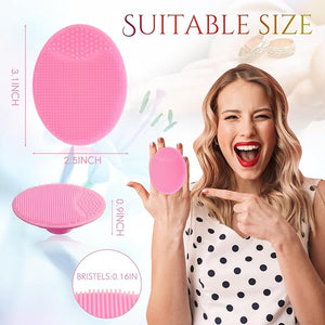 Roshtia 100 Pcs Silicone Face Scrubber Facial Cleansing Brush Handheld Soft Bristle Face Exfoliator Manual Cleansing Wash Brush for Massage Body Skin Care Pore Blackhead Removal 20 Colors