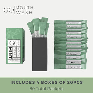 GO Travel Size Mint Mouthwash Packets - TSA Compliant Reduces Bottle Waste Fresh Breath On-The-Go