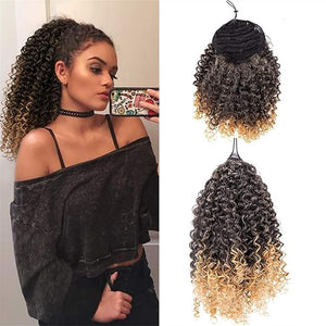 GSOUL Hair Bun Pieces for Women Curly Ponytail Synthetic Afro Kink Drawstring Clip Extensions Hair Bun Ladies Accessory Wig