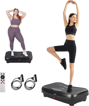 Whole Body Vibration Plate Exercise Machine ? Power Vibrating Plate for Lymphatic Drainage Weight Loss, Shake Plate Exercise Platform with Touch Screen &amp; Resistance Bands, Equipment for Women Men