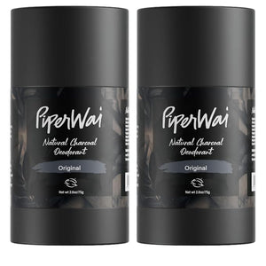 PiperWai Natural Deodorant w/Activated Charcoal | Odor Protection, Vegan, Aluminum Free, Shark Tank Product for Women &amp; Men | Great for Travel, &amp; Gifts | 2.6 oz (75g) Original Scented Stick 2-
