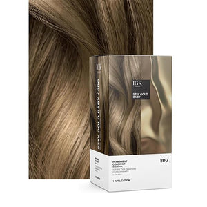 IGK Permanent Hair Dye Color Kit | 8BG Stay Gold Baby - Beige Blonde | 100% Gray Color Coverage + Strengthen + Shine | Ammonia Free