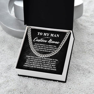 To My Man Necklace Custom Cuban Chain Necklace Gift For Husband Valentine Gift For Men Anniversary Birthday Gift For Him Husband Necklace From Wife Boyfriend Jewelry From Girlfriend