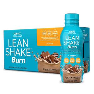 GNC Lean Shake Burn With Caffeine Meal Replacement Chocolate Mocha 25g Protein Clinically Proven Weight Management Ready To Drink Zero Added Sugar 14 oz Bottles Pack of 12
