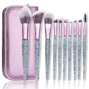 Glitter Makeup Brushes Set with Case Vegan Makeup Brush Set Professional Colorful Cosmetic Brushes Makeup Set Make up Brush Vegan Make up Brushes Set Professional Makeup Brush Set Vegan