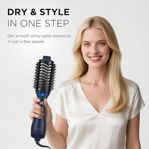One Step Hair Dryer &amp Volumizing Brush Aima Beauty Hair Styling Tool - Ceramic Straightener Curler Hot Air Styler &amp Ionic Salon Brush Prussian Blue