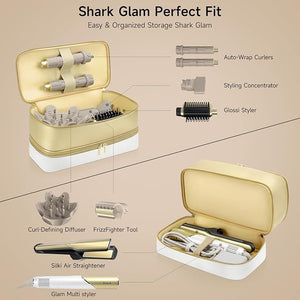 Travel Hair Dryer Case for Shark Glam Portable Hair Tools Bag for Shark FlexFusion Double-Layer Storage Carrying Case for Shark FlexStyle Blow Dryer Silki Straightener &amp Glossi Attachments Hold