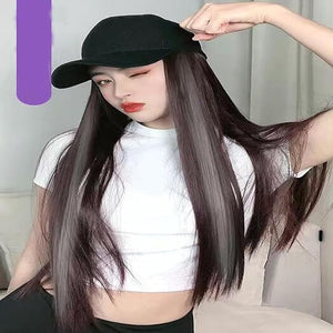 Women's Hat wig Duck Tongue hat collarbone Hair Straight hair inner Buckle wig Baseball Cap Sun Hat Wave Curly Hair