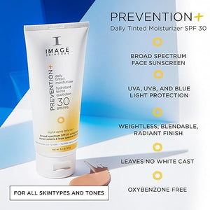 IMAGE Skincare PREVENTION+ Daily Tinted Moisturizer SPF 30 Sunscreen No White Cast 3.2oz