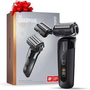 MANSCAPED¢ç The Chairman¢â PRO Men¡¯s Electric Foil Face Shaver - Two Interchangeable Blade Heads SkinSafe¢ç Four-Blade Foil &amp Stubble Trimmer USB-C Wireless Compatible Charging Gentle on Neck