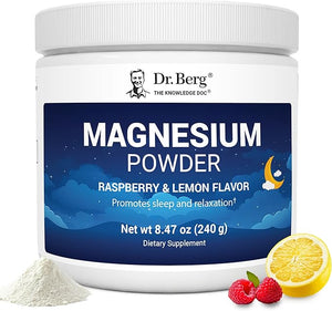 Dr. Berg Magnesium Glycinate Powder for Sleep, Relaxation, &amp; Stress Relief - Now Includes Vitamin D3 &amp; Zinc - Delicious Raspberry &amp; Lemon Flavor (50 Servings) Magnesium Powder - Magnesium