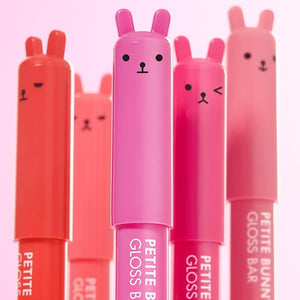 TONYMOLY Petit Bunny Lip Gloss for Women, Long Lasting Lip Crayon, Korean Lips Gloss, Vitamin E Enriched, Soften &amp; Moisturize Lips, 3 pk