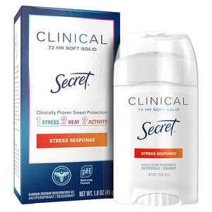 Secret Antiperspirant Clinical Strength Deodorant for Women Soft Solid Stress Response 1.6 Oz (Pack of 3)