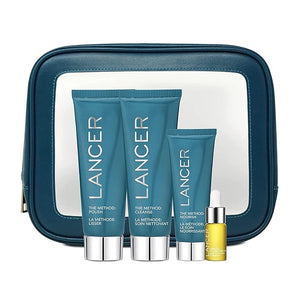 Lancer Skincare The Method Intro Kit 3-Step Anti-Aging Facial Exfoliator Cleanser and Moisturizer Kit for Glowing Skin Reveals Instantly Supple Soft Skin