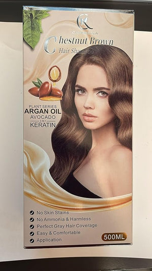 Hair Color Shampoo (Chesnut Brown) ? Argan Oil, Avocado &amp; Keratin | No Ammonia | Perfect Grey Coverage | Hair Moisturizing &amp; Nourishment | Easy At-Home Application