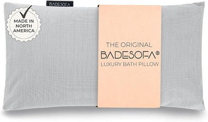 BADESOFA¢ç Luxury Bath Tub Pillow for Feet | Premium-Quality Materials | Comfortable &amp Quick-Drying | Washable Bath Cushion in Grey | Home Spa Accessories | Universal Fit for Any Bathtub