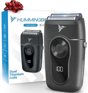 HUMMINGBIRD MK2 Compact Foil Shaver ? No Nick No Cut No Razor Burn Face Shaver for Men Portable USB C Rechargeable Dual Foil Flex Head Electric Razor LED Display Travel Head &amp Facial Groomer