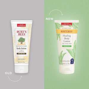 Burt's Bees Ultimate Care Healing Body Lotion with Aloe and Rice Milk for Sensitive Skin 98.8% Natural Origin 6 Ounces