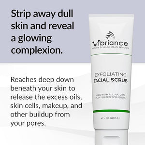 Vibriance Ultra-Gentle Face Scrub 4 fl oz - Exfoliating Facial Wash Unclogs Pores - Sulfate and Paraben-Free Exfoliator For All Skin Types - Made with Natural Ingredients