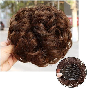 HIHELO Synthetic Curly Hair Bun Hair Clips Women Ponytail Extensions Messy Bun Hair Hoops Extensions Wig Hair Accessories (Color : 1)