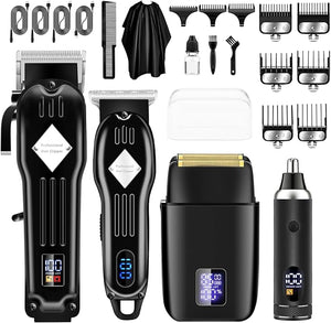 SUNNOW Professional Hair Clippers and Trimmer Set for Men Beard Trimmer &amp Foil Shaver &amp Nose Trimmer Kit Cordless Mens Clippers and Grooming Kit for Hair Cutting Beard Styling Home Barber