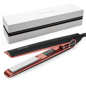 Corioliss C1 Flat Iron Hair Straightener Professional Titanium Plates Temperature Control Travel Case (Black Soft Touch Copper)