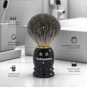 Travel Shaving Brushes Kit For Men 5 In 1 Shaving Brush Set With Badger Hair Shave Brush Shaving Brush Travel Case Shaving Cream Foldable Shaving Bowl and Washbag For Trip Holiday