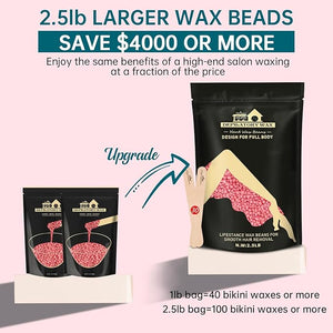 Lifestance Wax Beans Hair Removal Kit Rose Pink 2.5lb with 30 Applicators for Eyebrow Face Underarm Bikini Waxing Women Men Sensitive Skin