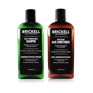 Brickell Men's Daily Revitalizing Hair Care Routine Shampoo and Conditioner Set For Men Mint and Tea Tree Oil Shampoo Strength and Volume Enhancing Conditioner Natural and Organic Gift Set