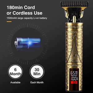 Hair Clippers for Mens Zero Gapped Cordless Hair Trimmer T-Blade Trimmer Professional Haircut &amp; Grooming Kit Rechargeable Edgers Clippers Hair Trimmer Shaver Cutting Kit with LCD Display (Led-Towe