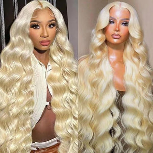 613 13x6 Lace Front Wig Human Hair Pre Plucked Blonde Wig Human Hair 200 Density Body Wave HD Lace Front Wigs Human Hair for Women 613 HD Lace Frontal Wig 13x6 613 Blonde Human Hair Wig 32Inch