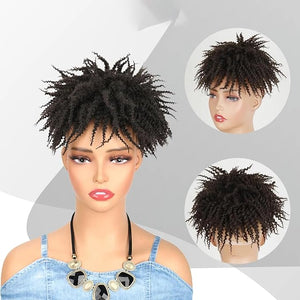 Dreadlock Hair Topper Wig Synthetic Short Afro Kinky Curly Hair Topper Wigs For Women And Men Braids Half Wig Extensions BUG 1 PC