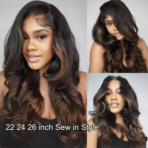 UNICE Chestnut Brown Ombre Body Wave Human Hair Weave 3 Bundles 14 16 18 inch Brazilian Remy Human Hair Wavy Sew in Human Hair Extensions