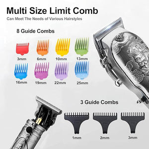 Soonsell Hair Clippers for Men T-Blade Trimmer SetBarber ClippersClippers for Hair CuttingHair Cutting KitCordless ClippersBlade Close Cutting Beard TrimmerLCD Display(Silver