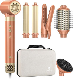 [Dual Voltage] webeauty 6 in 1 Hot Air Styler High-Speed Negative Ionic Hair Dryer with Auto Curlers Professional Blow Dryer Brush Diffuser Volumizer Multiple Styling No Heat Damage