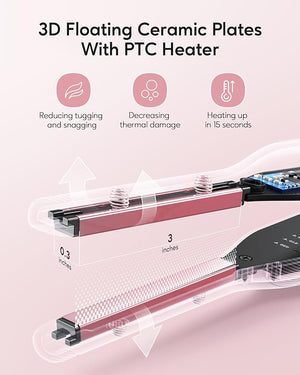 Wavytalk 3/10 Small Flat Iron Pencil Flat Iron for Short Hair Pixie Cut and Bangs Curling Iron for Short Hair Mini Hair Straightener for Edges with Anti-Pinch Design Tiny Hair Straightener