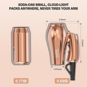 LURA Mini Portable Travel Hair Dryer:Dual Voltage Small Lightweight Blow Dryer with EU Plug,1200W Compact Hairdryer with Folding Handle,with Concentrator&amp;Diffuser Attachment,for Women and Men